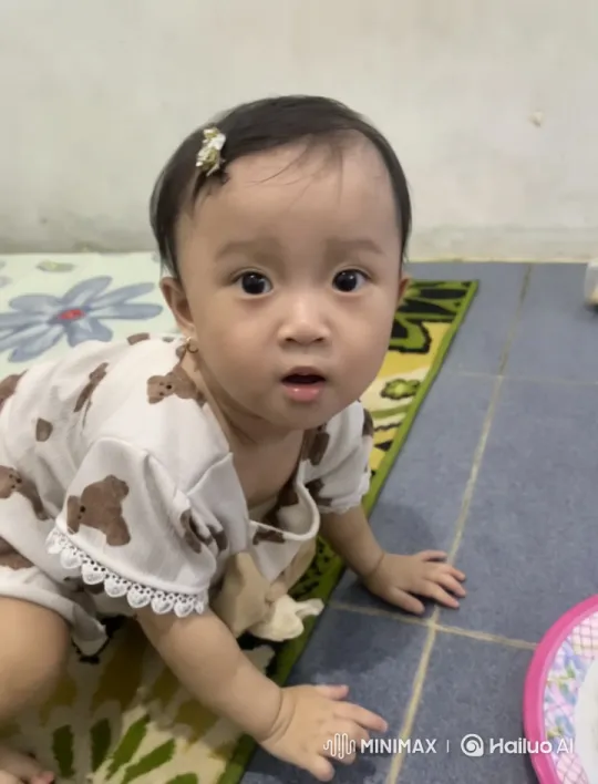 Baby Dances Joyfully on Colorful Mat – AI Generated Video | Hailuo AI