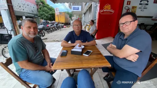 Three Men Dance at Cafe Table Amidst Bustling Street – AI Generated Video | Hailuo AI