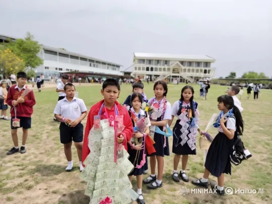 Children's Joyful Reaction to Unexpected Rain at School – AI Generated Video | Hailuo AI