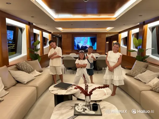 Luxurious Living Room with Confident Children – AI Generated Video | Hailuo AI