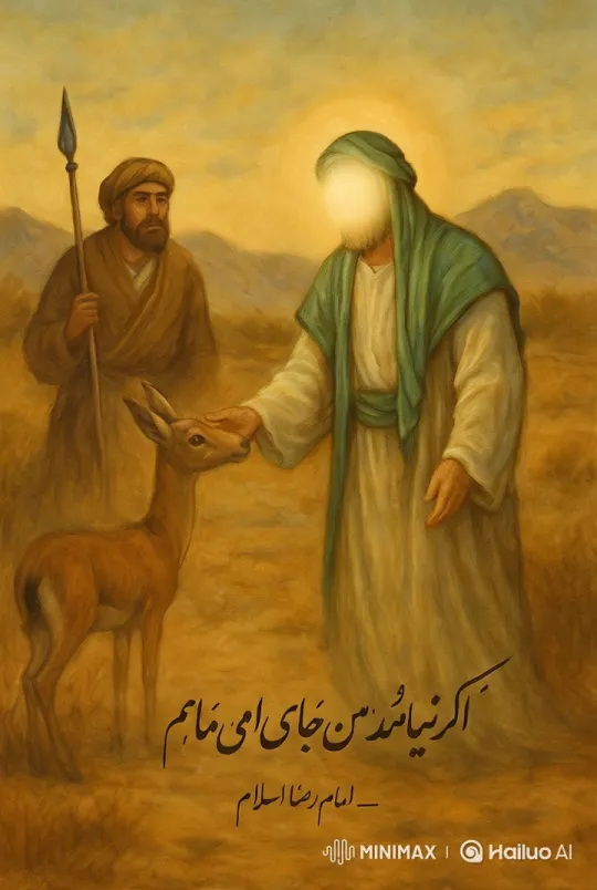 Imam Reza and Gazelle: A Serene Desert Encounter – AI Generated Video | Hailuo AI