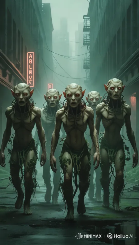 Mysterious Creatures in a Haunted Urban Alley – AI Generated Video | Hailuo AI