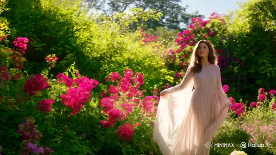 Elegant Lady in a Sunlit Garden Seeking Love – AI Generated Video | Hailuo AI