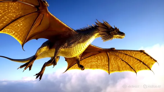 Majestic Dragon Soars Through Sky in Stunning 8k Clarity – AI Generated Video | Hailuo AI