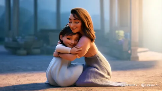 Child Lifted in Mother's Embrace Amidst Serene Glow – AI Generated Video | Hailuo AI