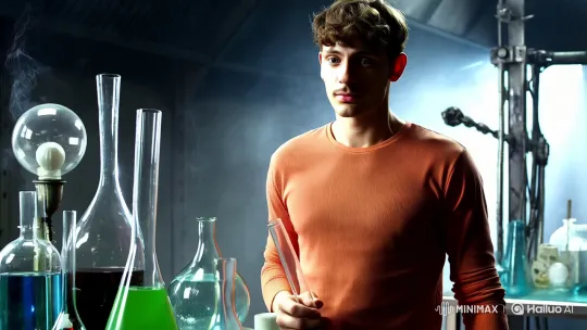 Man Transforms After Drinking Potion in Sci-Fi Lab – AI Generated Video | Hailuo AI