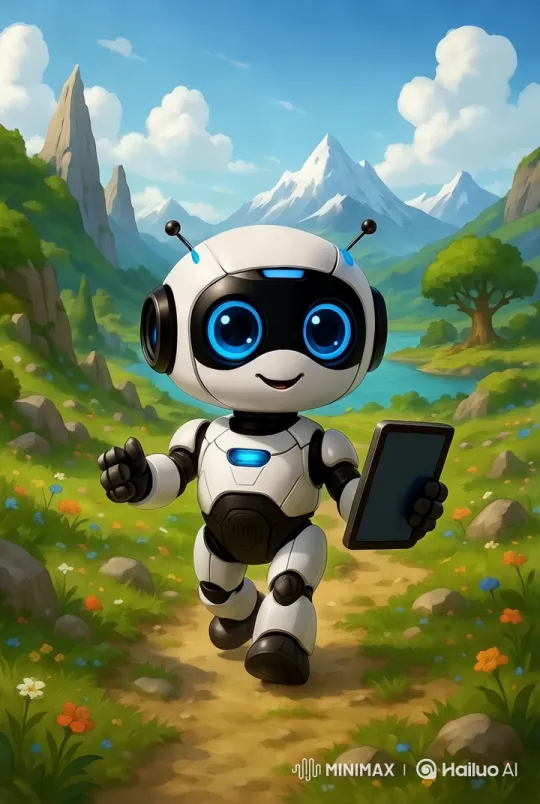 Cute Robot Walks Through Scenic Nature – AI Generated Video | Hailuo AI