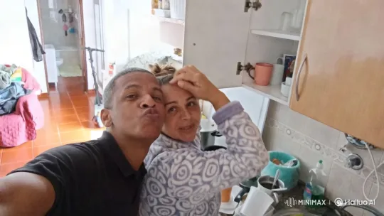 Affectionate Moment Between Man and Child in Kitchen – AI Generated Video | Hailuo AI