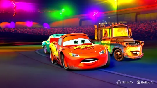 Lightning McQueen and Friends Dance Under Colorful Lights – AI Generated Video | Hailuo AI