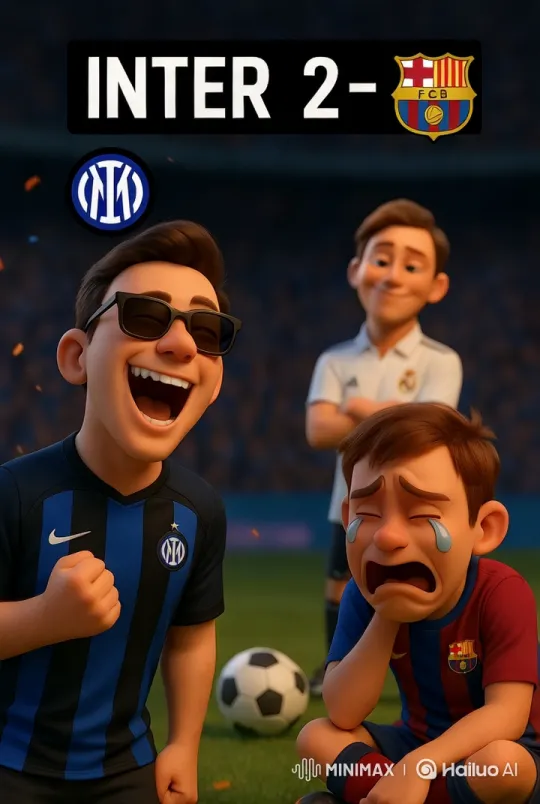 Inter Player Celebrates Victory Over Barcelona – AI Generated Video | Hailuo AI