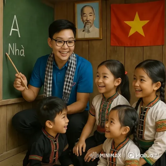 Vietnamese Teacher Engages Students in Traditional Classroom – AI Generated Video | Hailuo AI