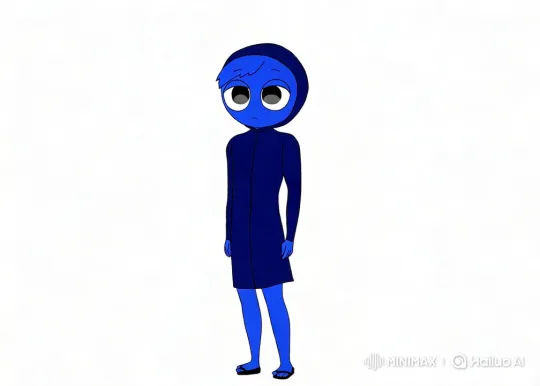 Minimalist Aesthetic: Serene Blue Character on White Background – AI Generated Video | Hailuo AI