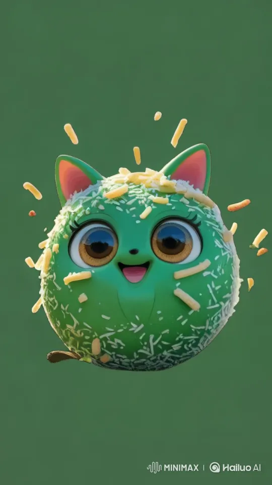 Klepon Character Cooks Fish by Night River Campfire – AI Generated Video | Hailuo AI