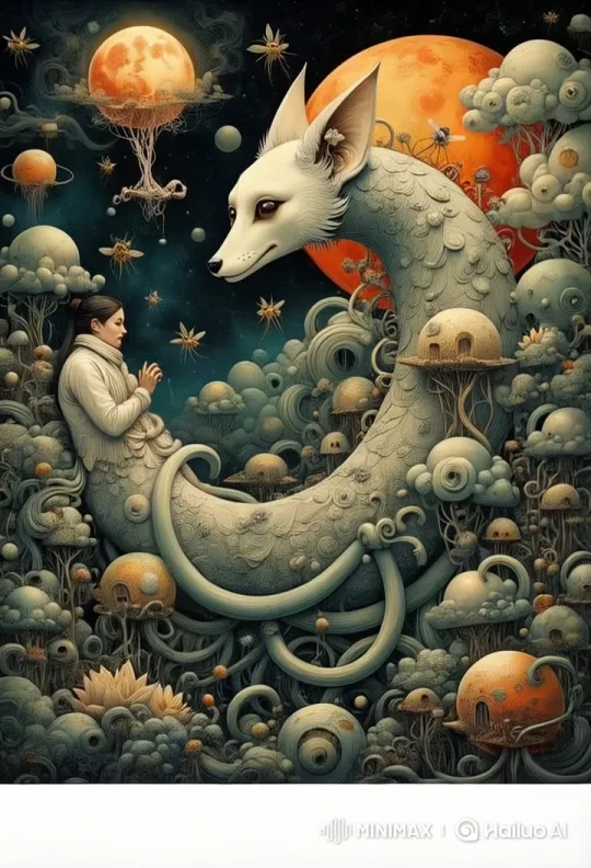Surreal Dreamscape: Graceful Fox Amidst Swirling Flowers – AI Generated Video | Hailuo AI