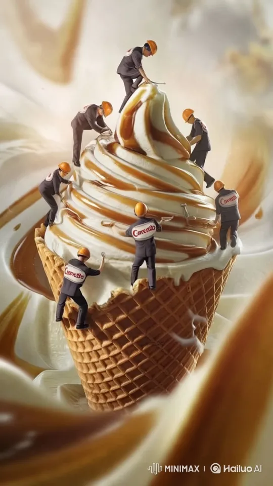 Artisanal Craftsmanship: Giant Ice Cream Creation – AI Generated Video | Hailuo AI