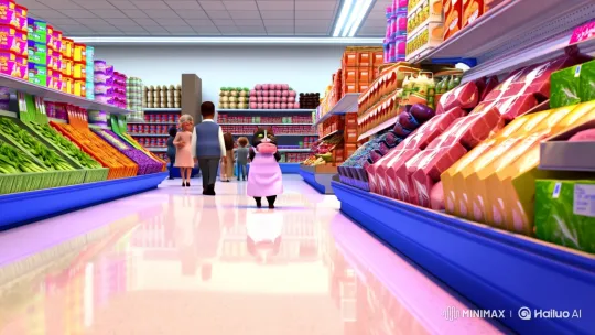 Cat's Culinary Choice in Aesthetic Supermarket – AI Generated Video | Hailuo AI