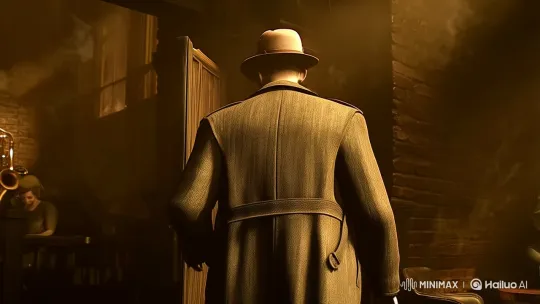1940s Noir: Detective Interrogates in Jazz Bar – AI Generated Video | Hailuo AI