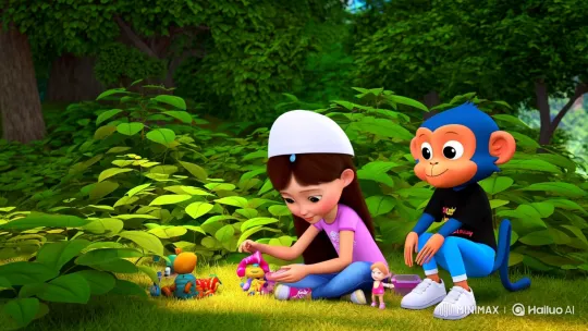 Enchanted Forest: Girl, Monkey, and Mysterious Cave – AI Generated Video | Hailuo AI