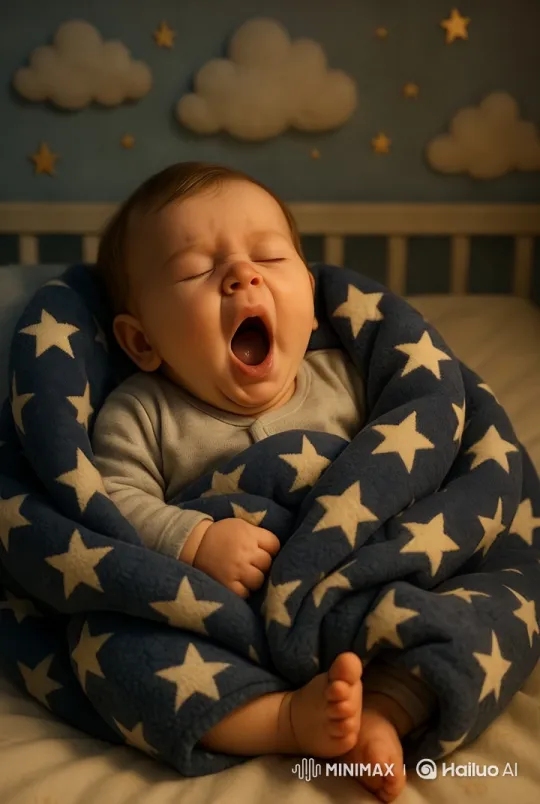 Cozy Nursery: Baby's Serene Yawning Moment – AI Generated Video | Hailuo AI