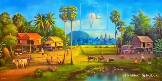 Vibrant Village Life in Serene Landscape – AI Generated Video | Hailuo AI