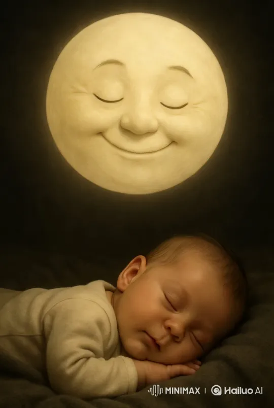 Tranquil Night: Baby Sleeps Under Gentle Moonlight – AI Generated Video | Hailuo AI