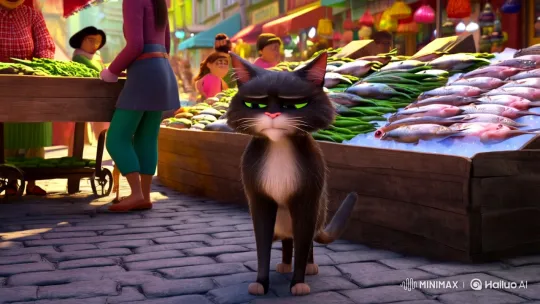 Forging Friendship: A Cat's Journey Through the Market Chaos – AI Generated Video | Hailuo AI