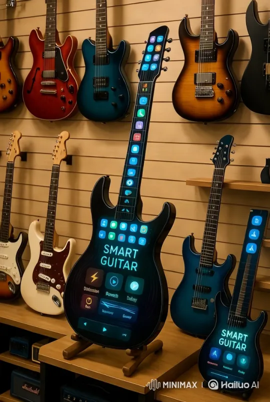 Showcase of Smart Guitar's Innovative Design and Functionality – AI Generated Video | Hailuo AI