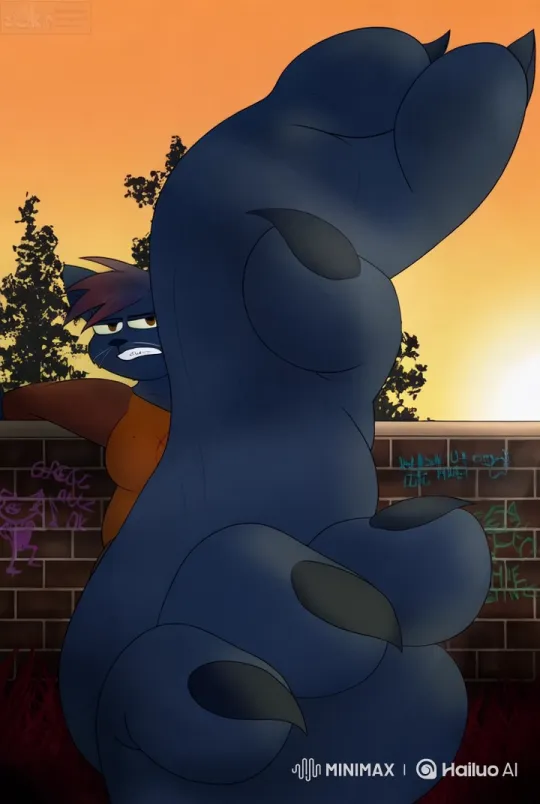 Anthropomorphic Cat Rubbing Feet in Sunset Scene – AI Generated Video | Hailuo AI