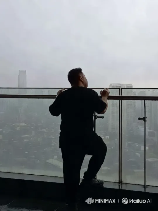 Cityscape Ascension: A Misty Balcony View – AI Generated Video | Hailuo AI