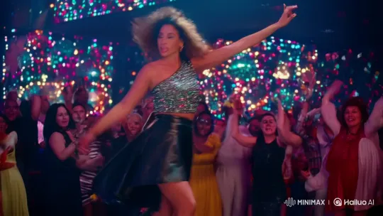 Woman's Electrifying Dance in Luminous Hall Captured by Dynamic Camera Work – AI Generated Video | Hailuo AI