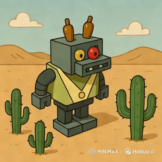 Robot Scans Desert Cacti in Vibrant, Fast-Paced Scene – AI Generated Video | Hailuo AI