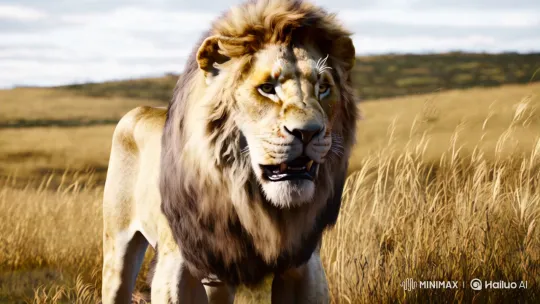 Furious Lion Declares Vow in Expansive Savannah – AI Generated Video | Hailuo AI