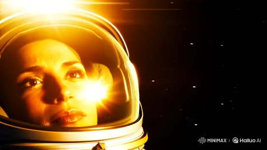 Astronaut in Space: Sunlit Close-Up with Dynamic Tracking Shot – AI Generated Video | Hailuo AI