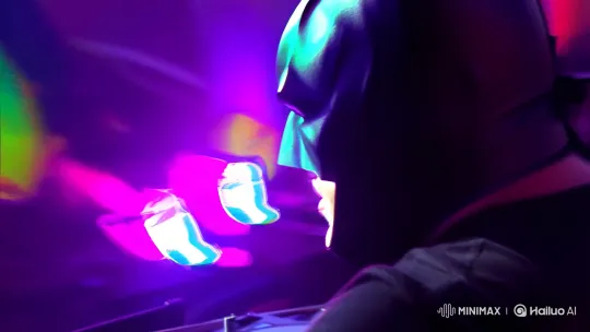 Batman-Masked DJ Lights Up Festival with Energetic Performance – AI Generated Video | Hailuo AI
