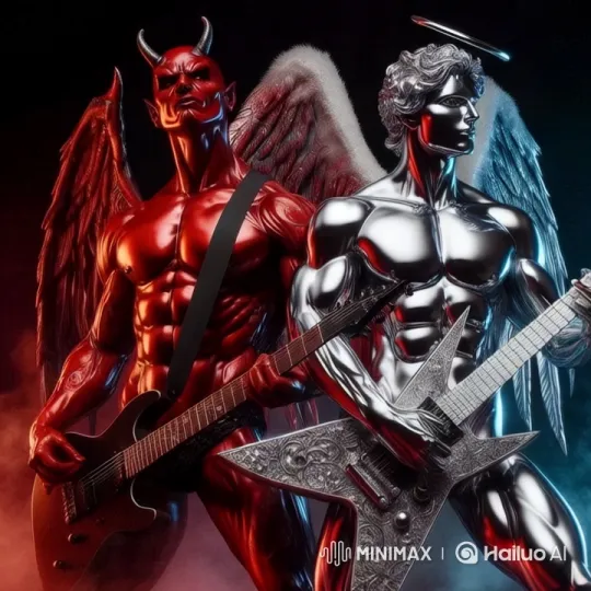 Angel and Devil: A Rock Duet in Metal Aesthetics – AI Generated Video | Hailuo AI