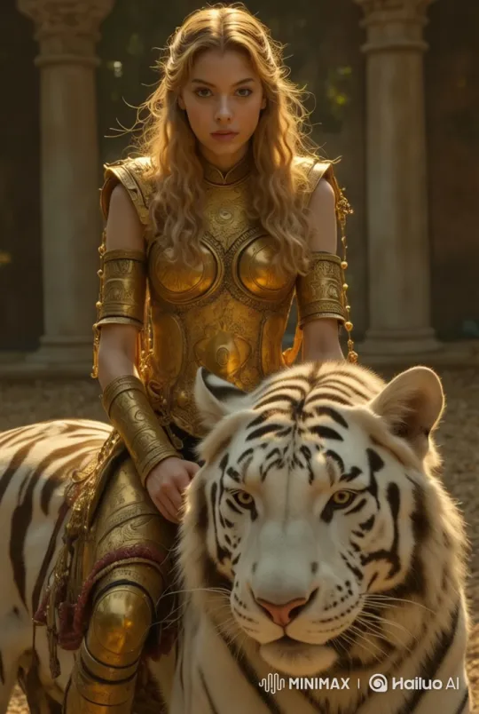 Girl Interacts with Tiger in Captivating Scene – AI Generated Video | Hailuo AI