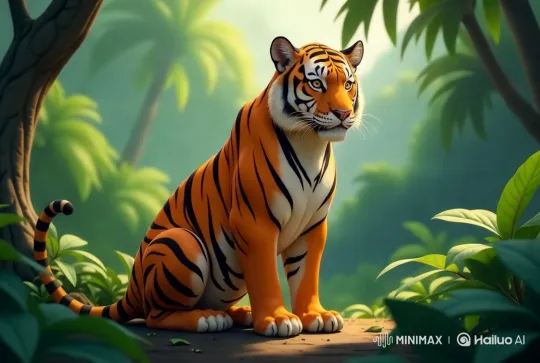 Regal Tiger in Verdant Jungle with Dynamic Camera Work – AI Generated Video | Hailuo AI