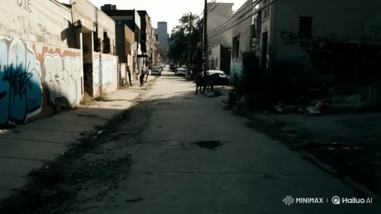 Gritty Urban Exploration: First-Person Perspective – AI Generated Video | Hailuo AI