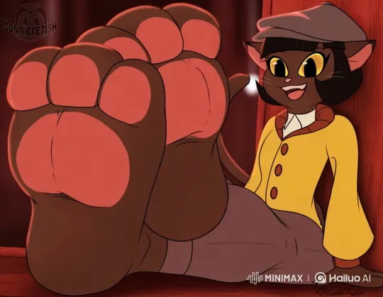 Cheerful Cat Ivy Rubs Feet in Live2D Animation – AI Generated Video | Hailuo AI