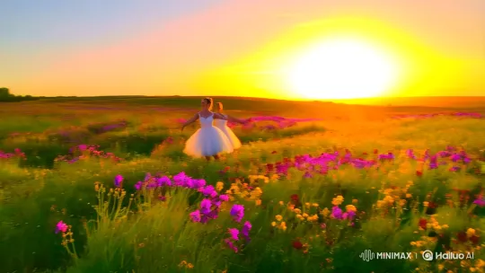 Harmonious Dance in Golden Meadow Panorama – AI Generated Video | Hailuo AI