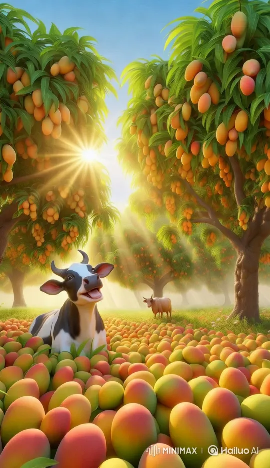 Mango Orchard Time-Lapse with Observing Cow – AI Generated Video | Hailuo AI