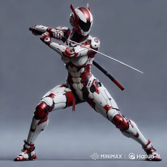 Futuristic Armored Character Performs Music with Sword – AI Generated Video | Hailuo AI