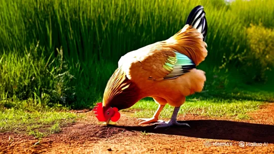 Enhanced Reality: A Chicken's Deliberate Walk in Hyper-Realistic Nature – AI Generated Video | Hailuo AI