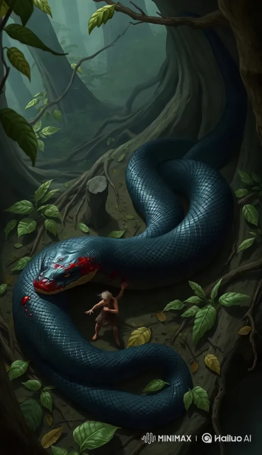 Misty Forest: Girl Faces Coiled Snake – AI Generated Video | Hailuo AI