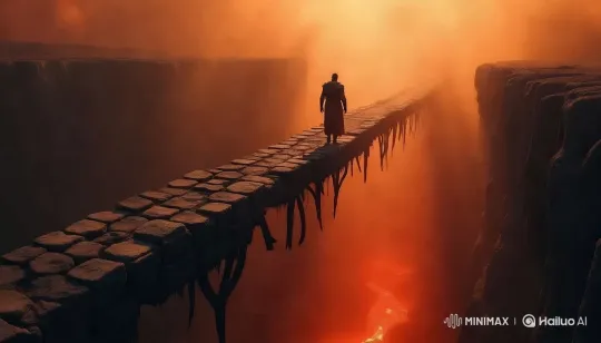 Warrior Crosses Lava Bridge in Dramatic Quest – AI Generated Video | Hailuo AI