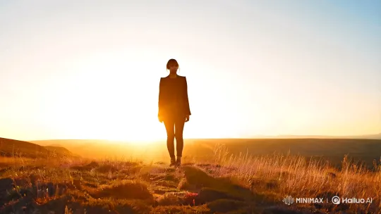 Journey of Perseverance: A Figure in the Golden Landscape – AI Generated Video | Hailuo AI