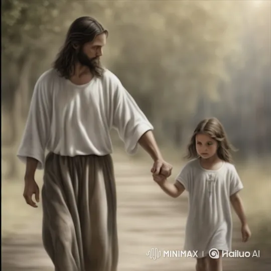 Man and Girl Walk in Peaceful Path – AI Generated Video | Hailuo AI