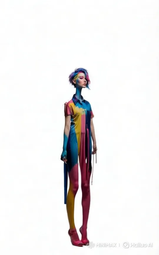 Vibrant Girl Showcases Unique Fashion in Artistic Video – AI Generated Video | Hailuo AI