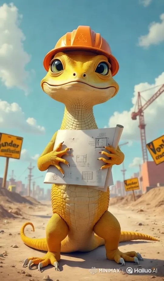 Charming Lizard in Construction Gear Stands Out – AI Generated Video | Hailuo AI