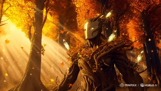 Mystical Figure in Enchanted Autumn Forest – AI Generated Video | Hailuo AI